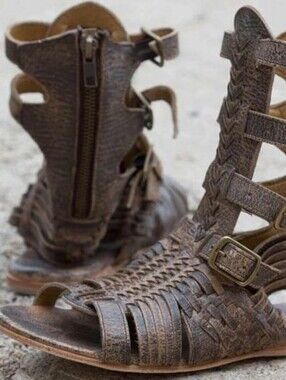 Bed Stu Aurelia F373010 Womens Brown Leather Gladiator Sandals Shoes Size 8